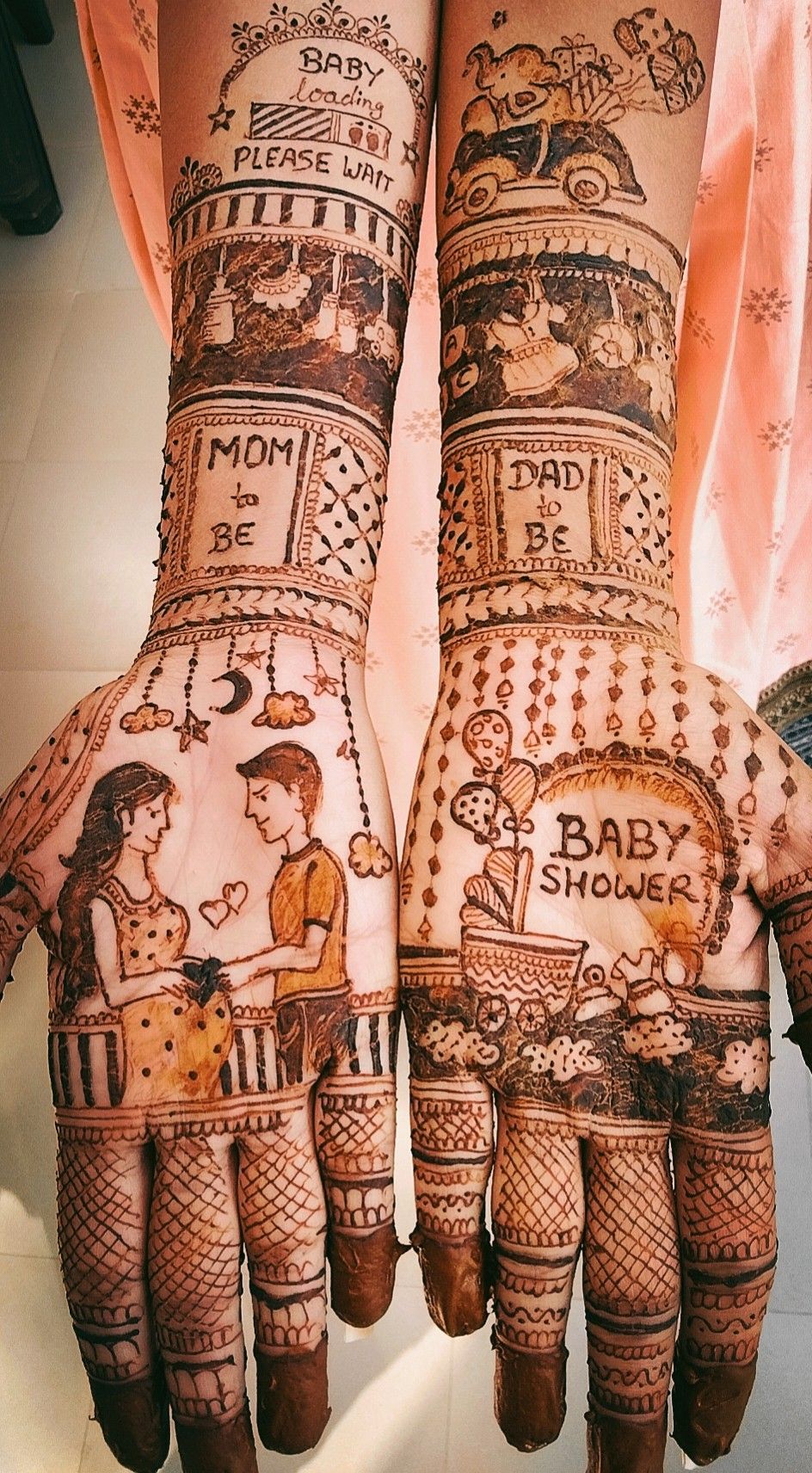 Baby shower henna design with adorable patterns