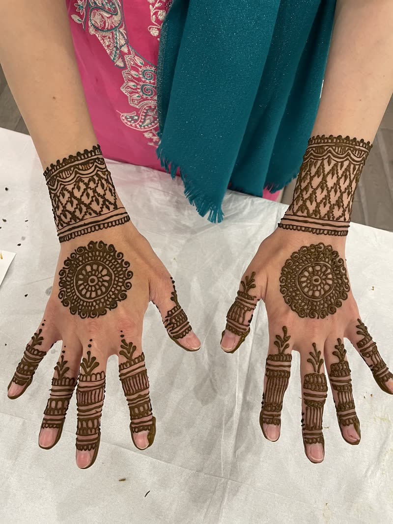 Mandala henna design with circular pattern and negative space